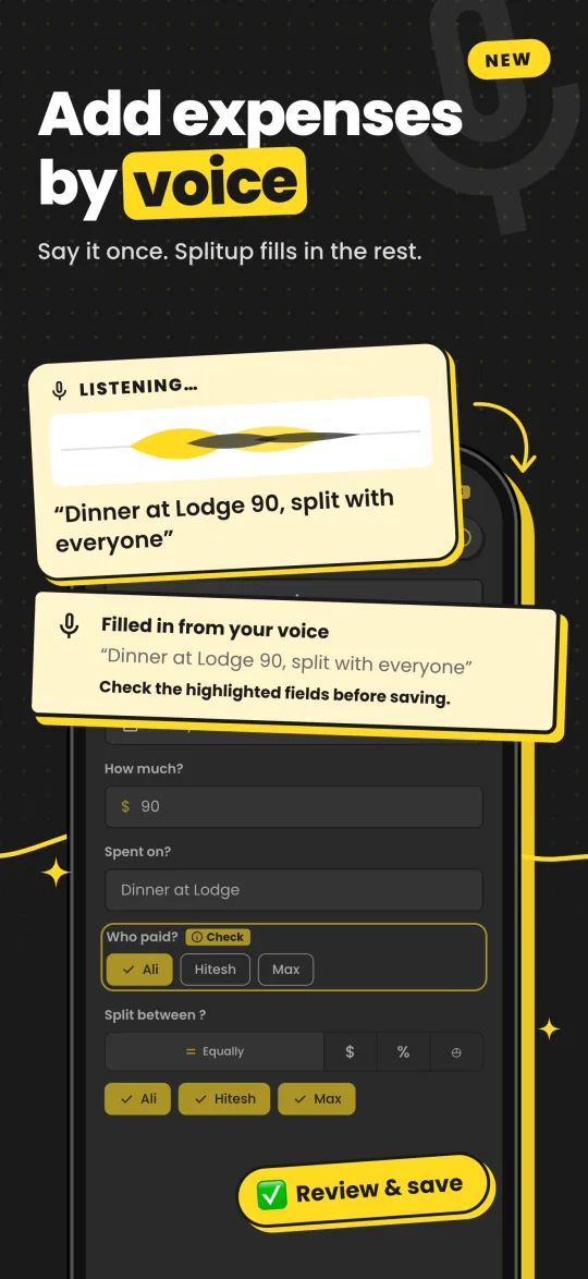 Splitup App Screenshot 2 - Add Expenses by Voice