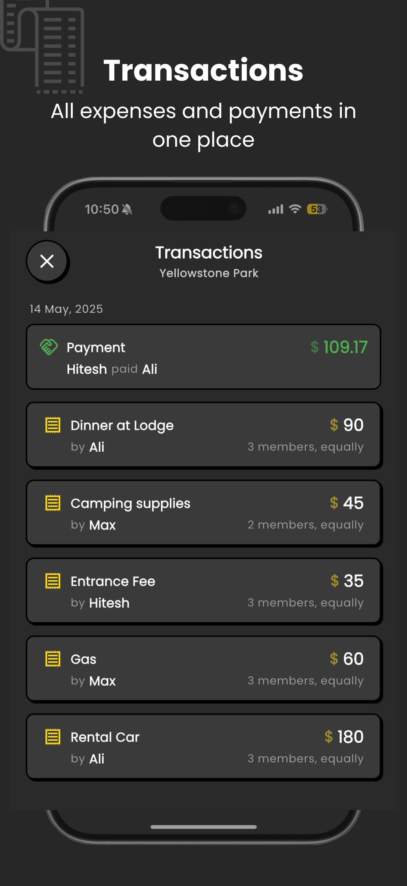 Splitup App Screenshot 2 - Bill Splitting Feature